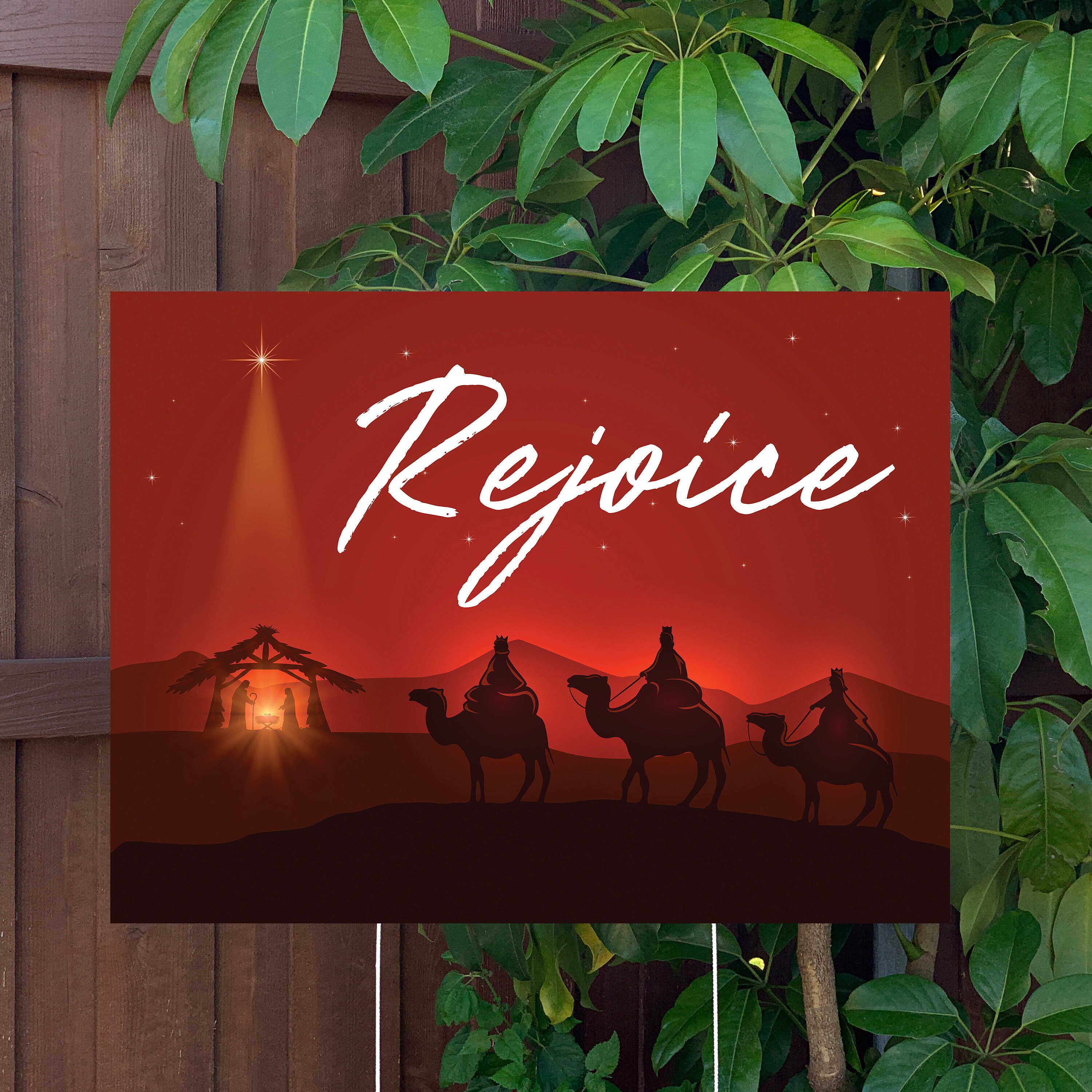 24 x 18 Rejoice Christmas Yard Sign with Metal Etsy