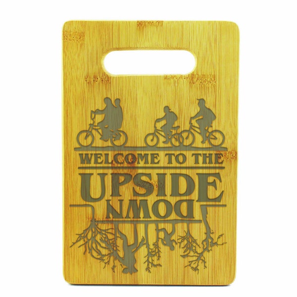 Small Welcome To The Upside Down Bamboo Cutting Board | Wooden Kitchen Board | Boyfriend Gifts | Horror Gifts | Unique Gifts