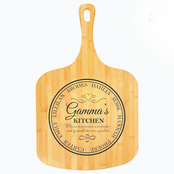 23"x14" Custom Grandmother's Kitchen Pizza Board | Grandkids Pizza Peel | Engraved Pizza Paddle | Pizza Serving Board | Engraving Included