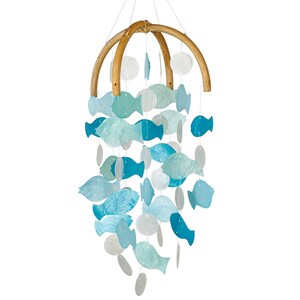 20 Fish Capiz Wind Chimes by Woodstock Outdoor Wind Chimes Girlfriend Gifts image 3