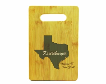 Small Custom State of Texas Bamboo Cutting Board | Personalized Texas State Wood Cutting Board | Personalized Gifts