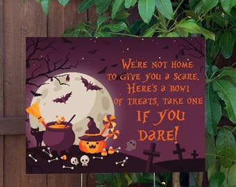 Halloween Yard Sign | Trick R Treat Candy Sign | Large Holiday Sign with Metal Stake Included | 24"x18" Lawn Sign