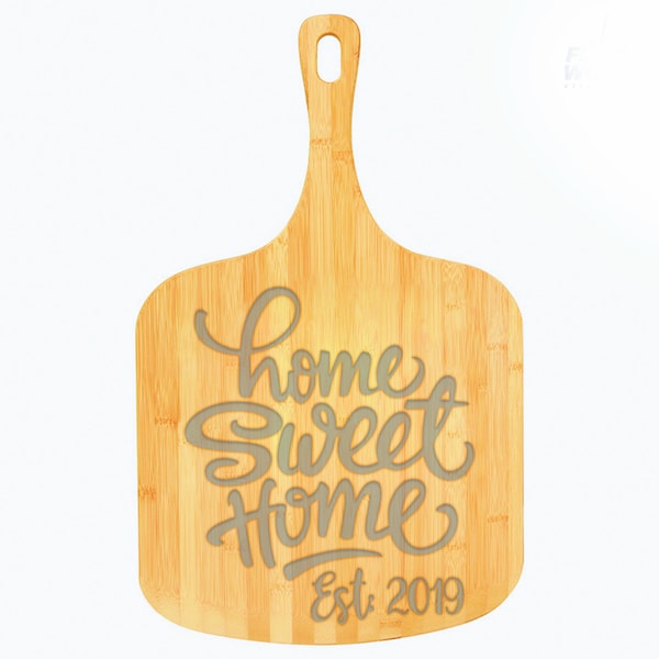 Custom Home Sweet Home Bamboo Pizza Board | Pizza Peel | Engraved Pizza Paddle | Pizza Serving Board | Housewarming Gifts | Pizza Lover Gift