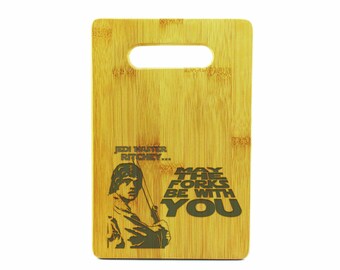 Small Custom Jedi Master Bamboo Cutting Board | Star Wars Inspired May The Forks Be With You | Kitchen Gifts