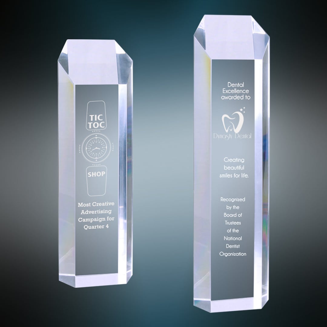 Custom Tall Tower Clear Acrylic Award Accomplishment Awards Recognition ...