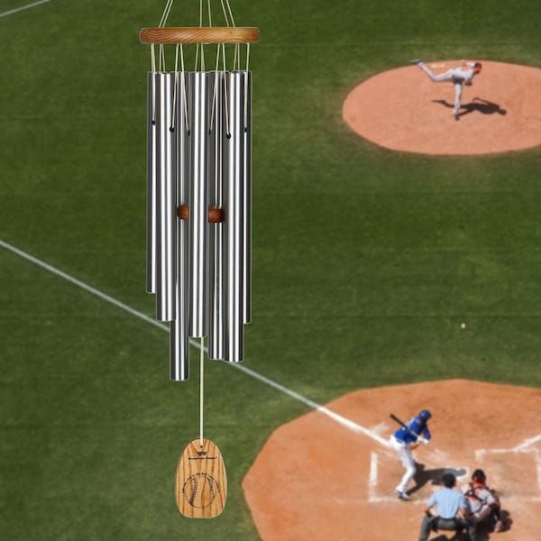 27" Take Me Out To The Ball Game Personalized Wind Chime | Musically Tuned Outdoor Patio Chimes | Baseball Gifts