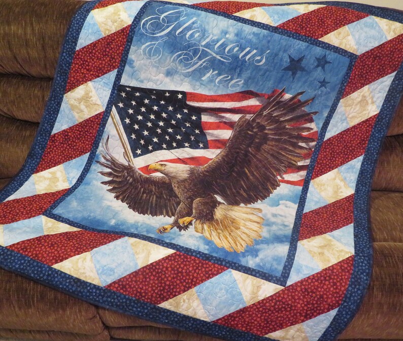 Bald Eagle Patriotic Quilt Americana Decor American Flag Etsy
