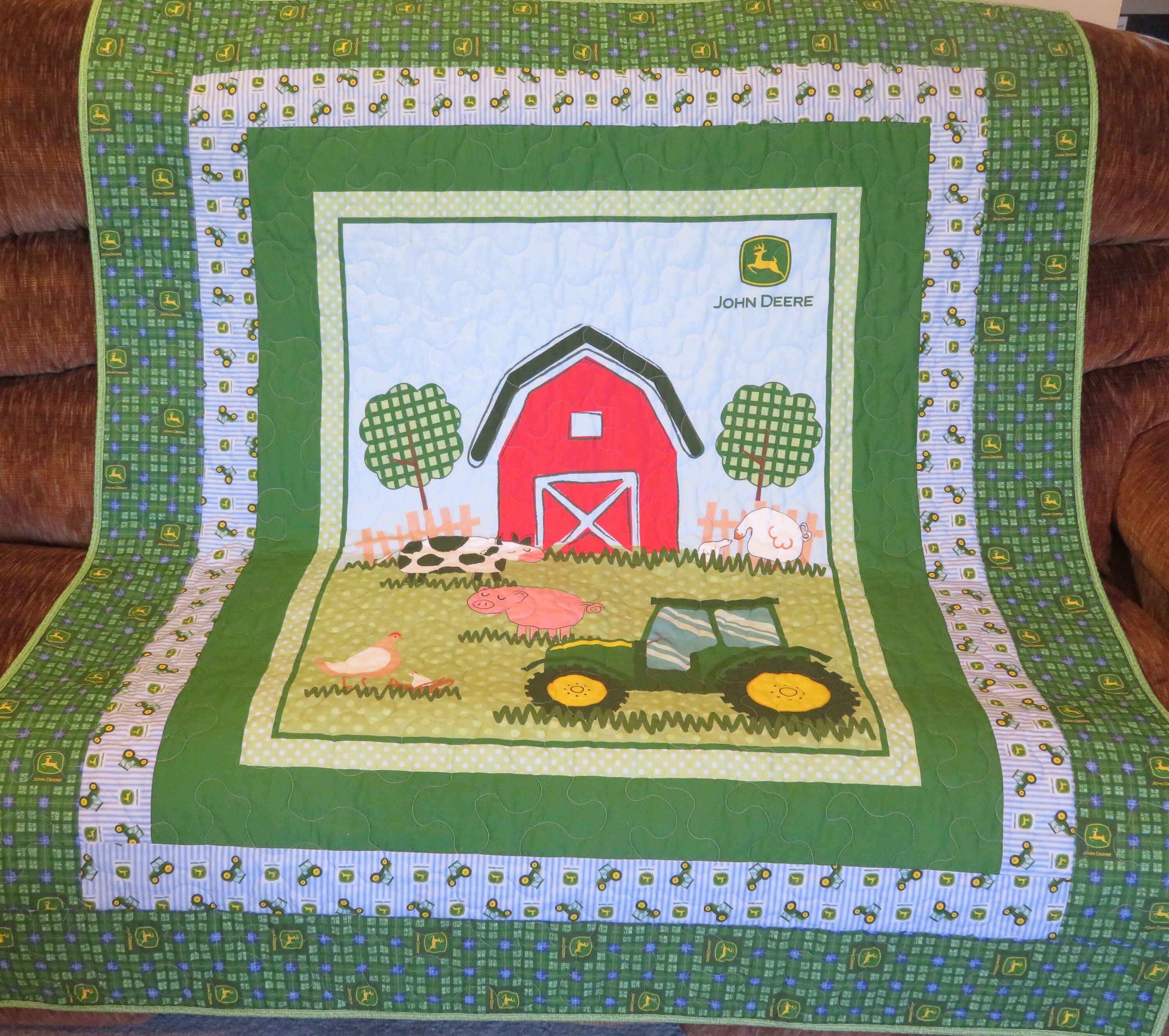 John Deere Baby Quilt Farm Animal Toddler Blanket Toddler Etsy