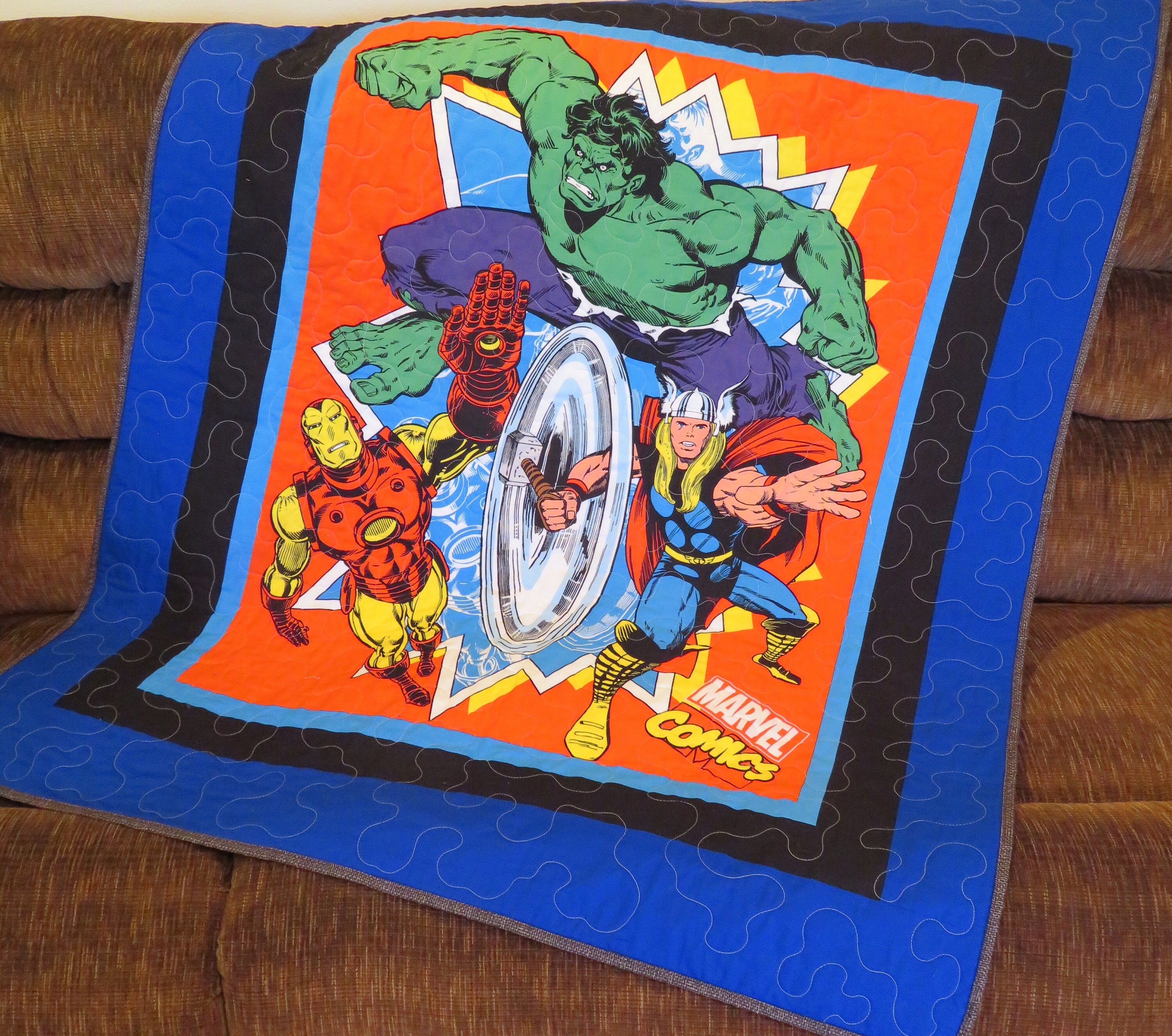 Marvel Comics Quilt Super Hero Blanket Toddler Size Boy Etsy
