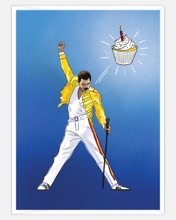 Gay Birthday Card Funny Card Freddie Mercury Happy Etsy