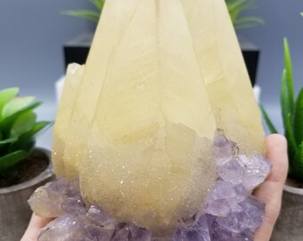 Rare 6&quot; Super Extra AA Quality Amethyst w/ Calcite Combo Formation, Las Torres Mine. Artigas, Uruguay.