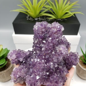 Rare Extra AA Quality Pseudomorph Amethyst Stalactite Formation w/ Wrought Iron Stand, Las Torres Mine. Artigas, Uruguay.