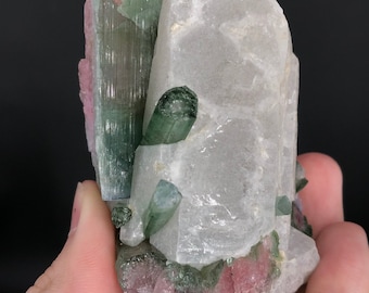 New Find! Flawless 4&quot; Quartz w/ Seldom Seen Watermelon Tourmaline Combinations & Lepidolite. Rare Unbelievable Specimen!