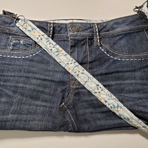 upcyled jean over the shoulder purse