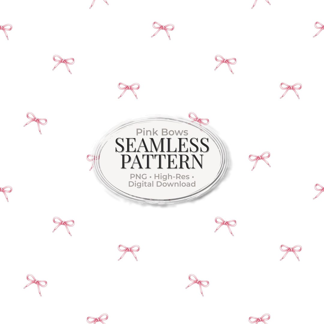 Pink Bows Seamless Pattern, Coquette Bow Pattern PNG JPG, Girly Digital ...