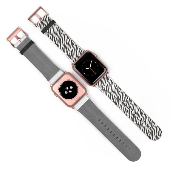 Zebra Print Apple Watch Band: Faux Leather Strap - Etsy display picture 1