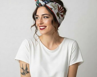 Fascia modellabile per capelli con tessuto tropicale, turbante per capelli donna double face color ruggine