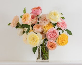 GARDEN ROSE BOUQUET - fresh flower delivery in Berlin, birthday gift, wedding anniversary, pink roses, boho bouquet, blush, ivory, bridal