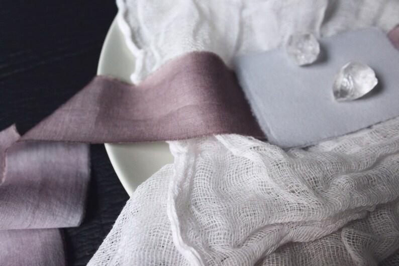MAUVE organic hand-dyed silk ribbon