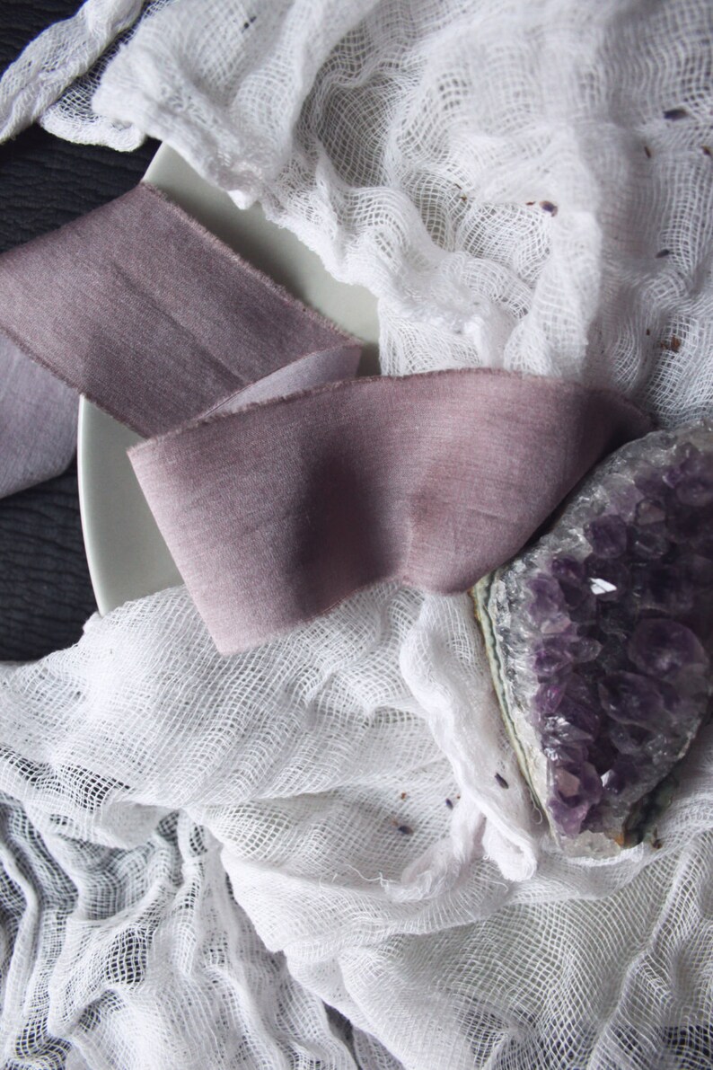 MAUVE organic hand-dyed silk ribbon