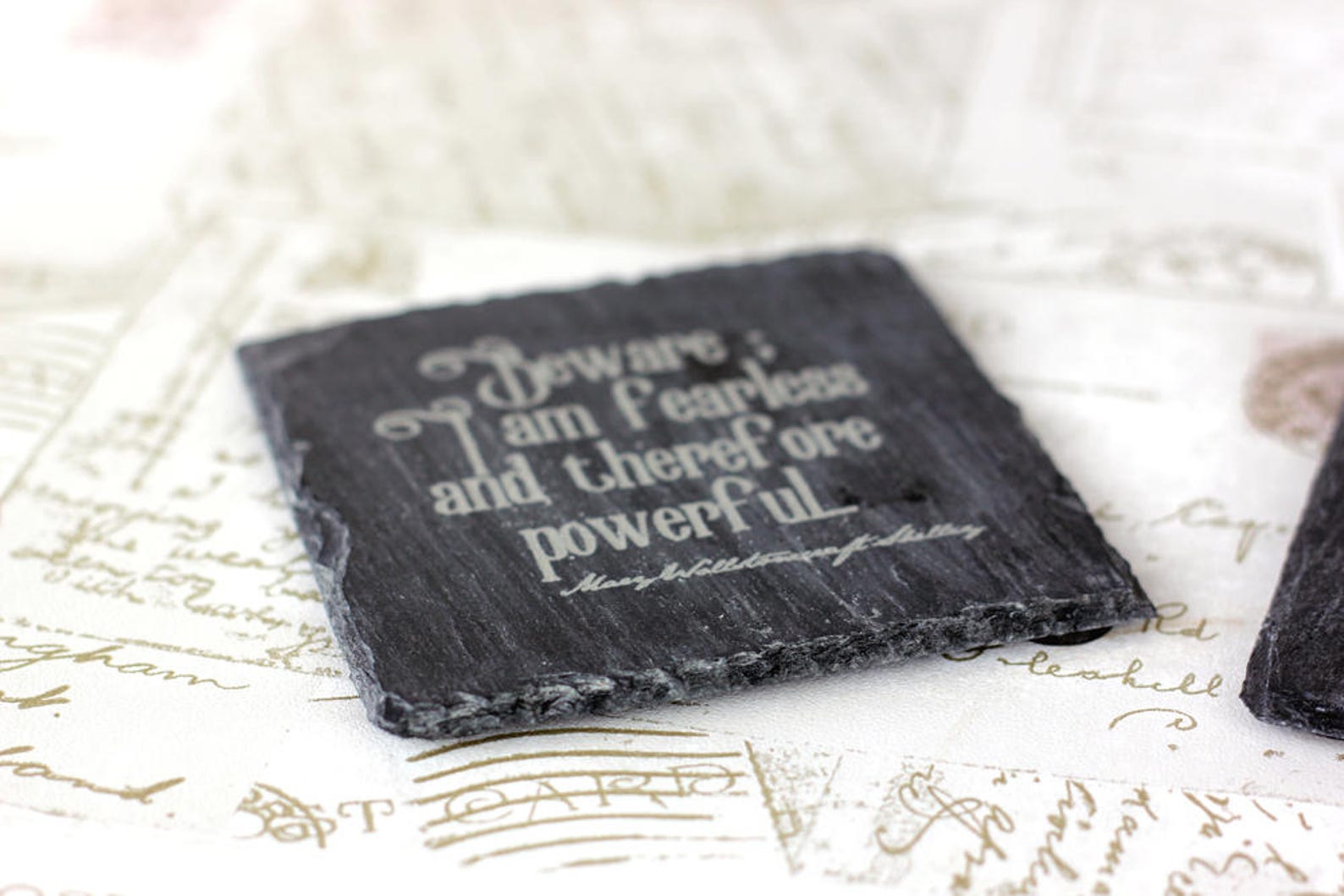 Slate Coasters With Engraved Mary Shelley Feminist Quotes Etsy