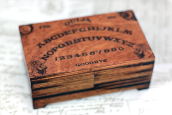 Wooden Tarot Card Box With Ouija Board Design A Ouija Board Etsy