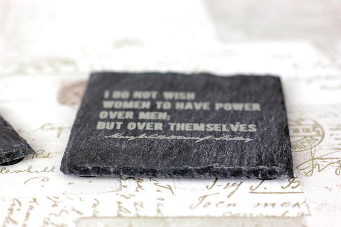 Slate Coasters With Engraved Mary Shelley Feminist Quotes Etsy