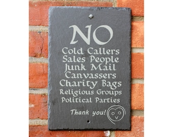 Door Home House Letter 289 No Cold Callers No Junk Mail Plaque / Sign / Gift Door Home House Letter 289 No Cold Callers No Junk Mail Plaque / Sign / Gift