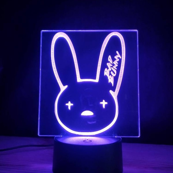 Inspired Bad Bunny LED light| Bad Bunny room decor| Un Verano sin ti decor| desk decor | Bad Bunny night light|
