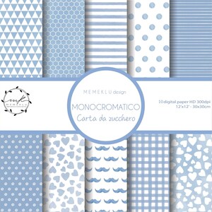 MONOCHROME DIGITAL PAPER Pack,  light blue Digital Papers, Scrapbooking Paper, Digital Download, seamless watercolor pattern, printable