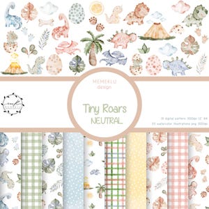 BABY DINOSAURS WATERCOLOR Clipart, Baby Dinosaurs Watercolor pattern, watercolor pattern seamless, scrapbooking digital paper, Jurassic png