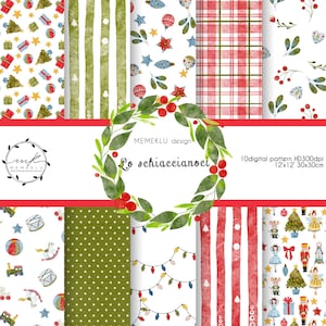 DIGITAL CHRISTMAS pattern, nutcracker Christmas pattern, winter, printable, scrapbooking, nutcracker watercolor, digital paper pack