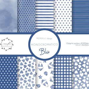 MONOCHROME DIGITAL PAPER Pack, teal Digital Papers, Scrapbooking Paper, Digital Download, seamless watercolor pattern, printable, blue color