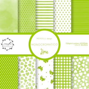 MONOCHROME DIGITAL PAPER Pack, teal Digital Papers, Scrapbooking Paper, Digital Download, seamless watercolor pattern, printable, lime color