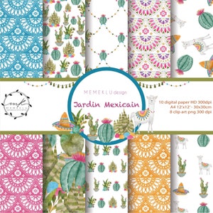 WATERCOLOR CACTUS Clip Ar, Mexican wedding, Greenery Clipart, digital patter, cactus pattern, Llama digital paper,cactus scrapbook pages