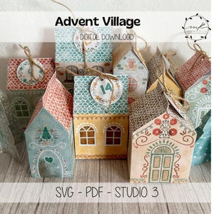 SVG Cricut, Christmas Village Advent Calendar, Christmas Houses, Christmas Village,Printable Advent Calendar, calendar advent calendar PDF