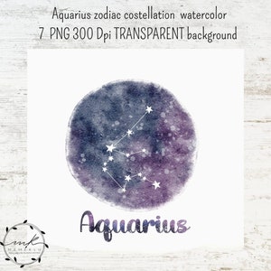 ZODÍACO PNG, ilustração do zodíaco, Aquário png, constelações de Aquário, aquarela celestial do Zodíaco, estrelas Clipart png, baixar zodíaco