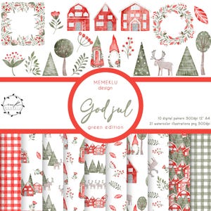 DIGITAL CHRISTMAS pattern, Scandinavian Christmas pattern, scrapbooking, Winter Holiday Seamless Pattern, Christmas illustration