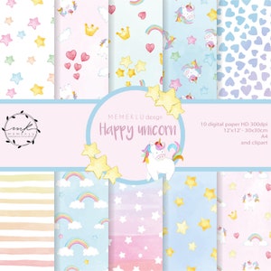 UNICORN clipart, rainbow clipart, unicorn watercolor clipart, cut unicorn, rainbow png, unicorn png, pattern watercolor unicorn, seamless