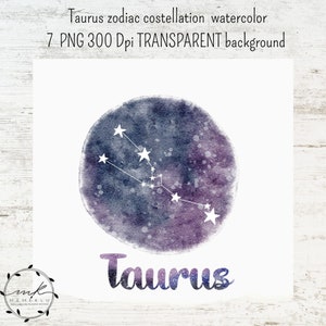 ZODIAC PNG, zodiac illustration , TAURUS png, taurus constellations, Zodiac Celestial watercolor, Stars Clipart png, clipart, taurus png