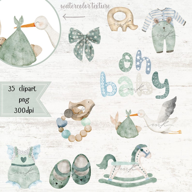 Oh bébé, papier numérique, motif numérique, bébé, chambre d'enfant imprimable, images de baby shower, clipart d'annonce de naissance, patten sans couture image 9