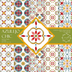 MAJOLICA, Watercolor Tiles Clipart, Portuguese Tiles, Seamless Patterns, azulejo tiles, Watercolor clipart,  Printable hand painted pattern