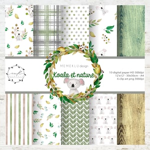 KOALA Little animals watercolor clipart, Australia, koala bear, watercolor, flowers, baby-shower, baby, cute, nursery,  pattern watercolor