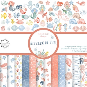 TRAVEL CLIPART, Watercolor Summer Clipart, summer digital pattern, Vacation Clip Art, Travel the world, Travel Scrapbook digital Paper,