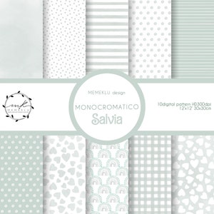 MONOCHROME DIGITAL PAPER Pack, green Digital Papers, Scrapbooking Paper, Digital Download, seamless watercolor pattern, printable