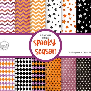 WATERCOLOR HALLOWEEN Digital Paper, Halloween Seamless Pattern, Happy Halloween, Scrapbook Pattern Paper, Spooky season pattern,