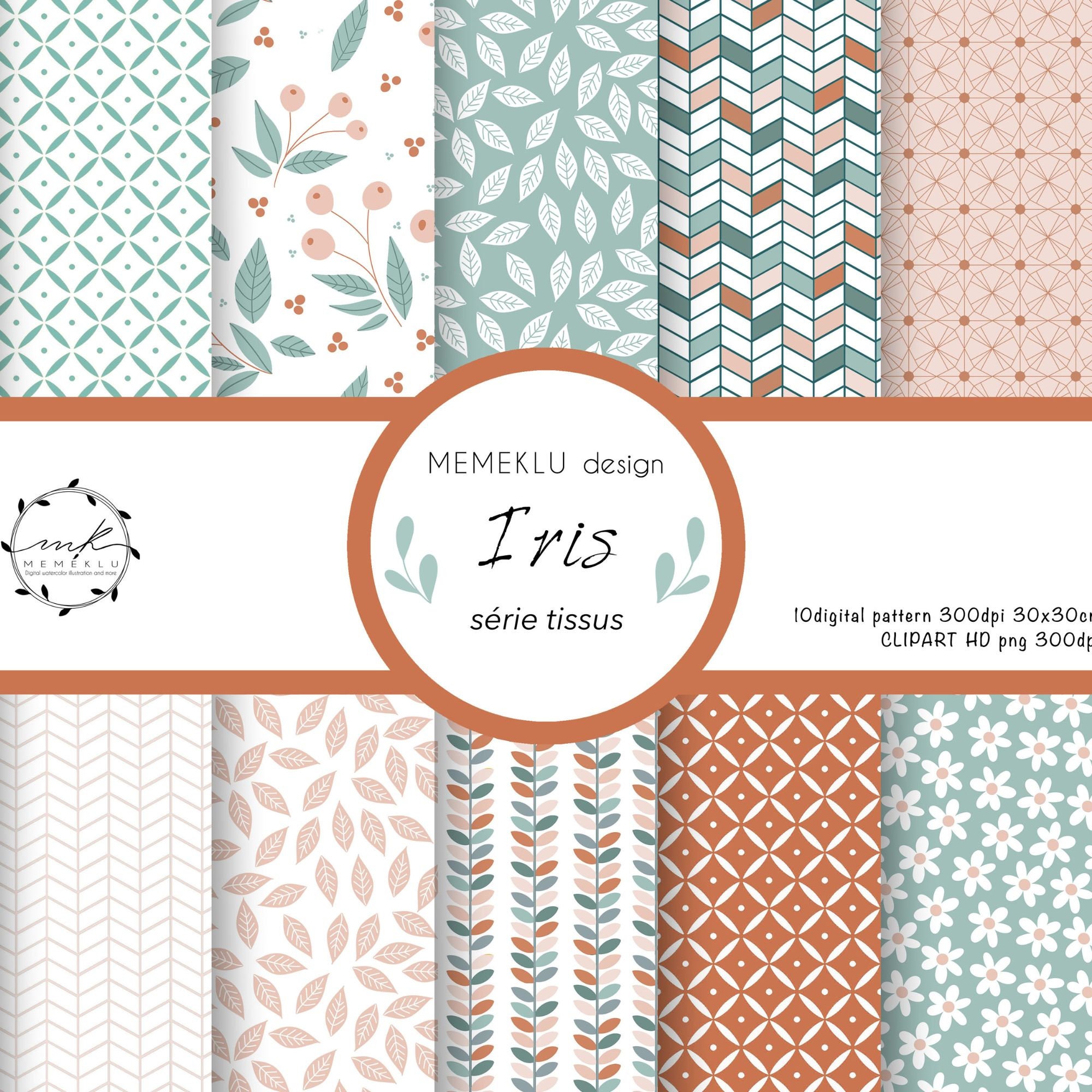 Floral Vintage Digital Paper Set, Seamless Textures, Flower Patterns ...