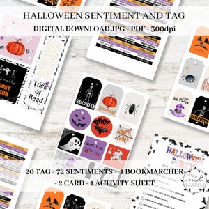 HALLOWEEN-Gefühle, Clipart, geschnittene und druckbare Dateien, Halloween-Tags, Wortetiketten für die Kartenherstellung, Sofortiger Download, PDF, JPG 300DPI