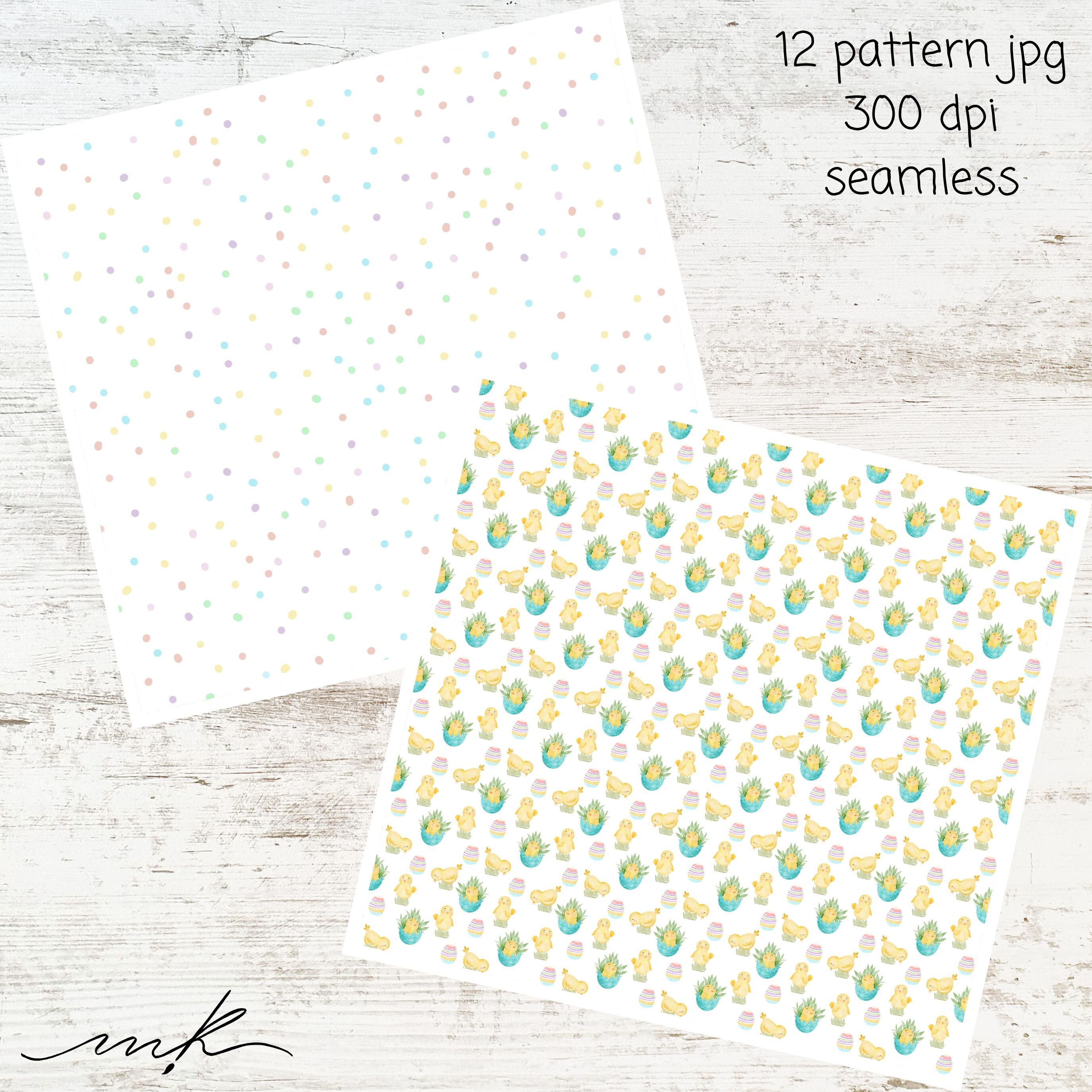 EASTER BUNNY Seamless Digital Papers, Pastel Easter Clipart, Watercolor ...