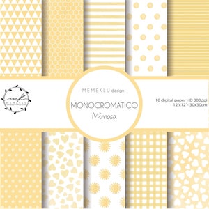 MONOCHROME DIGITAL PAPER Pack, mimosa Digital Papers, Scrapbooking Paper, Digital Download, seamless watercolor pattern, printable